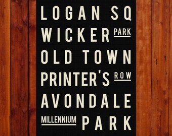 Chicago - Subway Sign - Typography Print - Art poster - Gift - Home Decor - City Map - Modern Industrial - 11x17