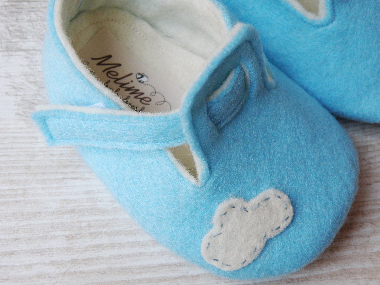 Baby felt shoes, Sky-blue booties and slippers for your baby