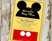 Mickey Mouse Disney baby shower invitations or baby shower invitations, digital, printable file (item 777b)