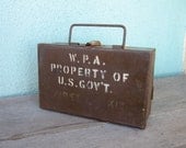 Vintage WPA First Aid Kit Metal Box Works Progress Administration Historical