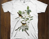 Yellow-Breasted Warbler Birds Retro Men & Ladies T-shirt in sizes S, M, L, XL  (id7013)
