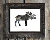 Moose Silhouette In Bark : Woodland Animal - Eco Nature Theme Decor, Bark Photography - Rustic Cabin Lodge Home Antler Art