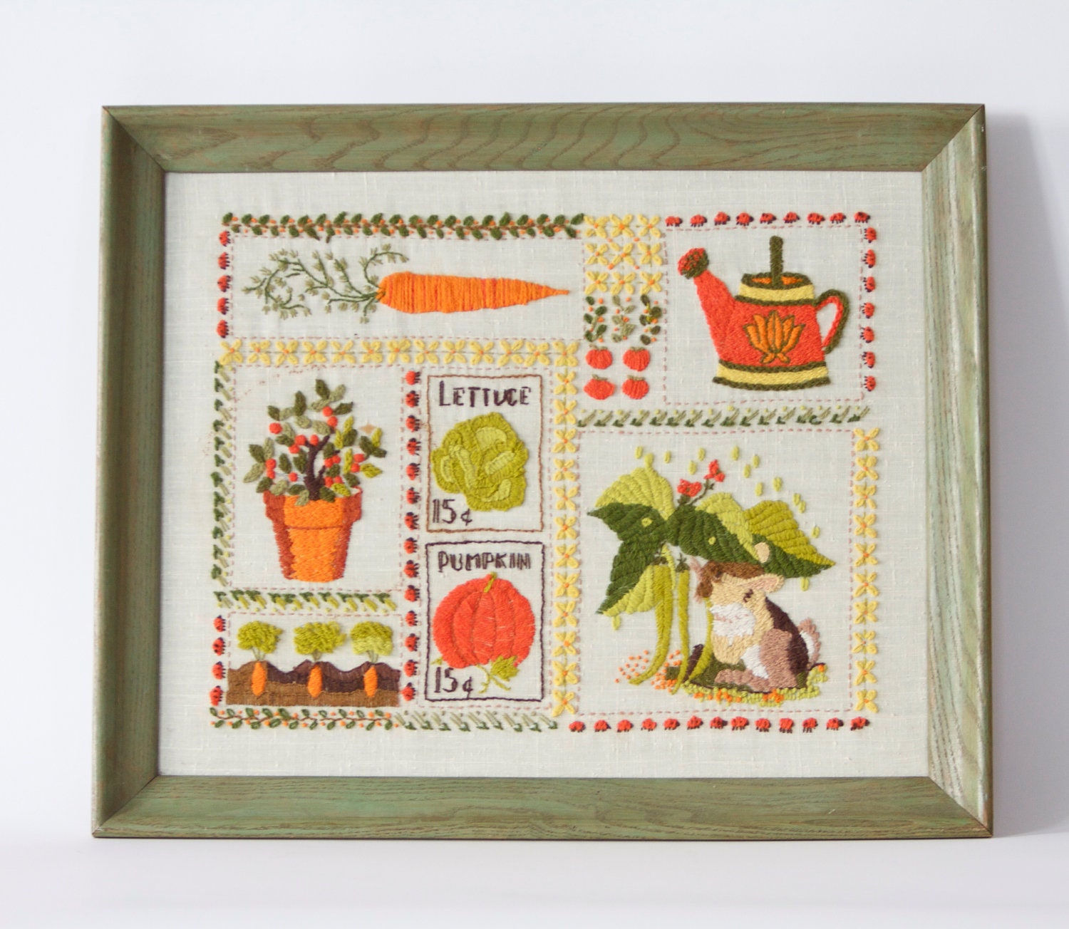 Kitchen art  hanging wall art garden embroidery kitchen decor wall art