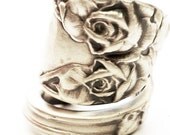 Spoon Ring Vintage Victorian Rose Sterling Silver Ring, Handmade in Your Size (3386)