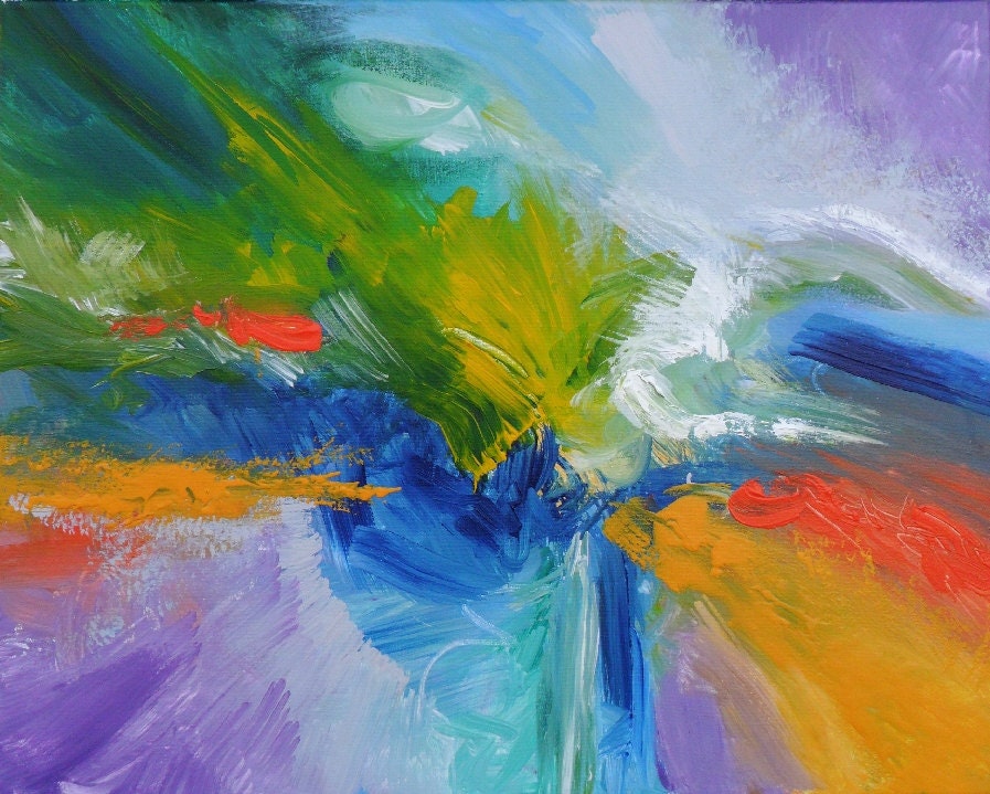 Abstract Art - 16 x 20- Good Morning World - Contemporary Modern Original Canvas Art Painting by Skye Taylor