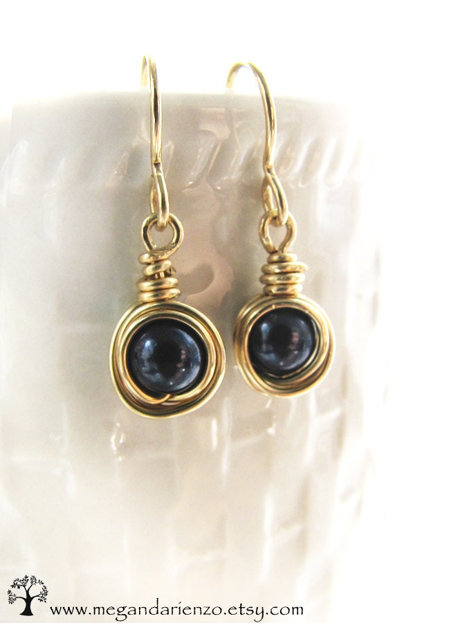 Midnight Blue Pearl Earrings - simplicity