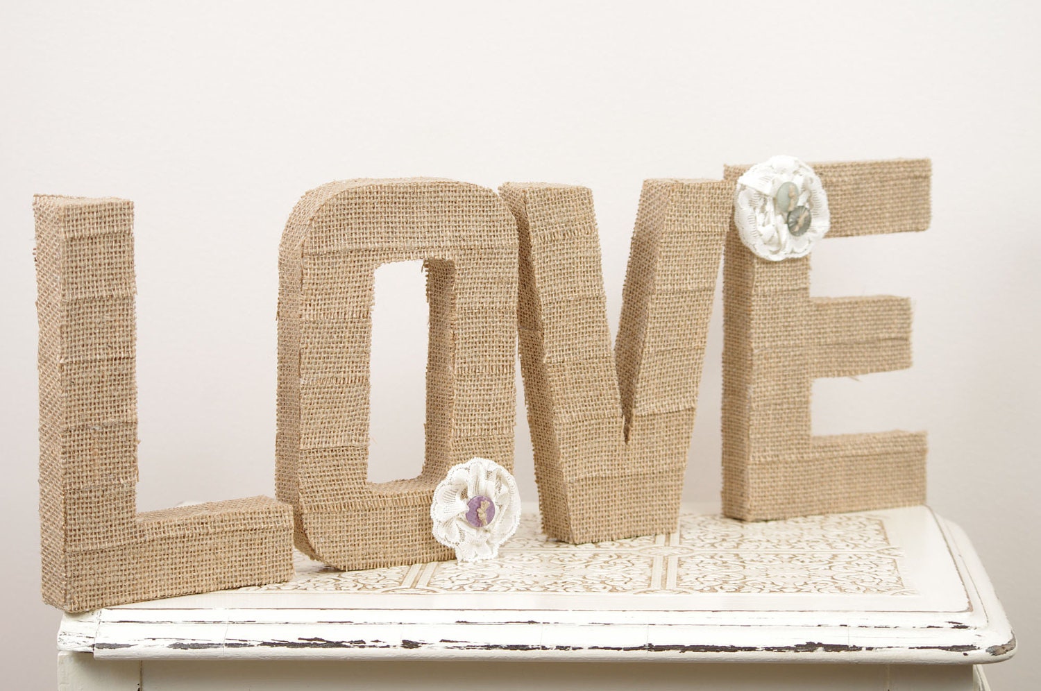 Burlap LOVE Letters - Wedding Decoration, Table Centerpiece, Photography Prop