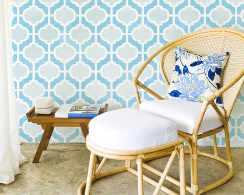 Large Moroccan Wall Stencil Casbah Trellis for DIY Wallpaper Decor