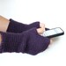 Fingerless Gloves, Hand Warmers, Texting Gloves, Hand Crochet, Plum Purple Luxury Camel Hair Hand Warmers