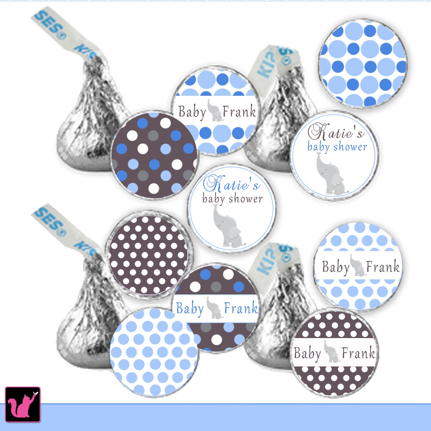 Hershey Kiss stickers Printable Personalized Baby by pinkthecat