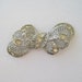 Vintage 30s Art Nouveau Art Deco Silvertone Silver Tone Clear Rhinestone Open Work Ribbon Bow Brooch Pin