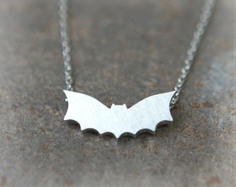 Flying Bat necklace in silver