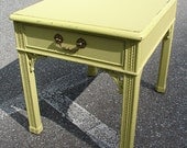 SALE Reclaimed Distressed Vintage Upcycled Yellow Paint 1 Dr Accent End Side Table
