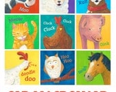 Farm Animal Poster, Children's Art, Farm Animal Art, Animal Noises, Watercolor, Horse, Dog, Sheep, Cat