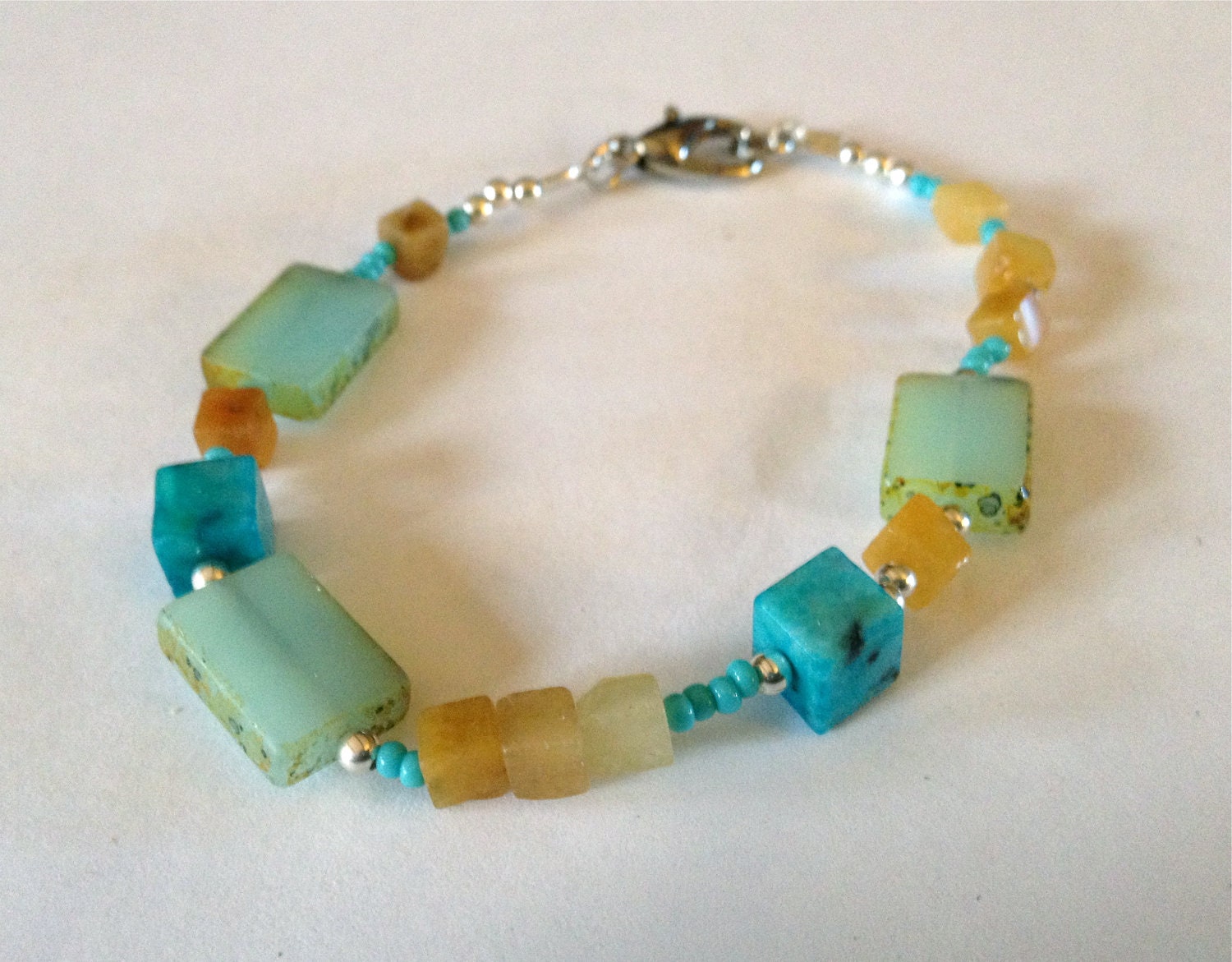 Yellow Jade and Turquoise Bracelet