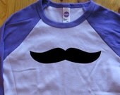 Mustache Shirt - Kids Shirt - Moustache Shirt Kids T Shirt - Raglan Tee Shirt - Sizes 2T, 4T, 6,  - Gift Friendly