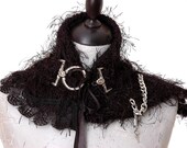 Black Stole Ladies One of a Kind Wrap Soft Warm Neck Warmer Upcycled Recycled Repurposed Reborn - AgisyAndIrisCorner