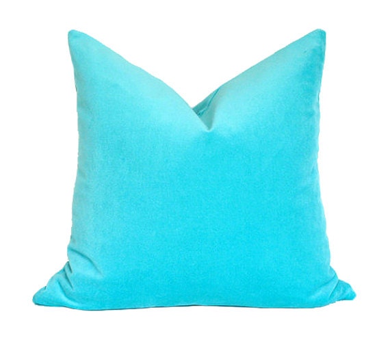 Turquoise Velvet Designer Pillow 22x22