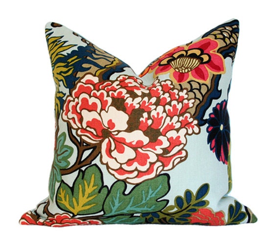 Chiang Mai Dragon Aquamarine Designer Pillow Cover 17x17 with Velvet Back
