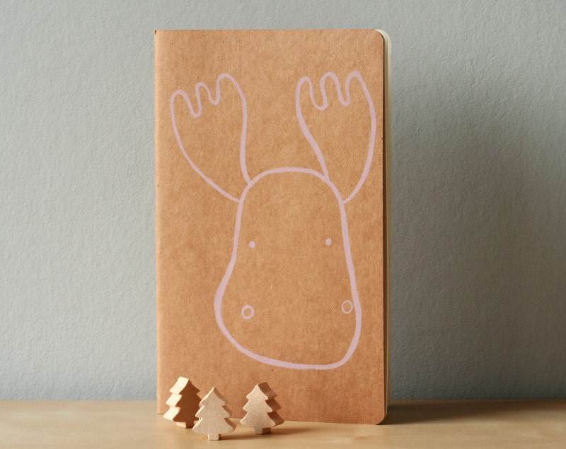 Deer Notebook - Light pink Deer Notebook handpainted
