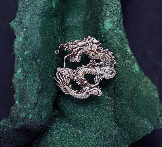 Chinese Imperial Dragon brooch or pendant  in sterling silver