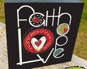 Christian Art,  Scripture Art, By His Stripes - Faith Hope Love, art block (size-5x5)
