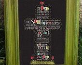 Scripture Art, Christian Art, Psalm 23 Cross, canvas-mounted framed art (5x7)