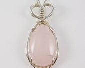 Gemstone Pendant - Rose Quartz Silver Wire Wrapped Pendant