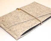 iPad Mini, Kindle, e-Reader, Nexus Tablet Wool Felt Sleeve with Double Pocket and Elastic Strap Sandstone