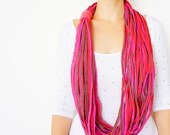 SCARF // Handmade Infinity Eternity Scarf Noodle Scarves Cotton Fashion Neckwarmer Circle Necklace Chunky Cowl Pink Fuchsia