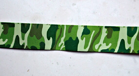 Different shades of green Camouflage print 7/8 inch grosgrain ribbon Il_570xn