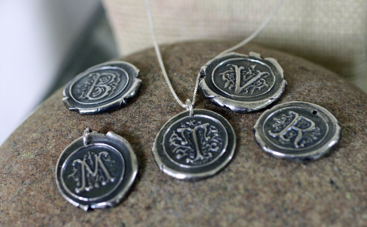 Personalized fine silver wax seal stamp pendant