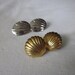 She Sells Seashells Set of 2 pairs of 1970s 1980s Vintage Costume Earrings, Gold and Silver Ocean Themed Set