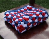 mini american granny blanket. mini blanket in red white and blue. newborn photography prop