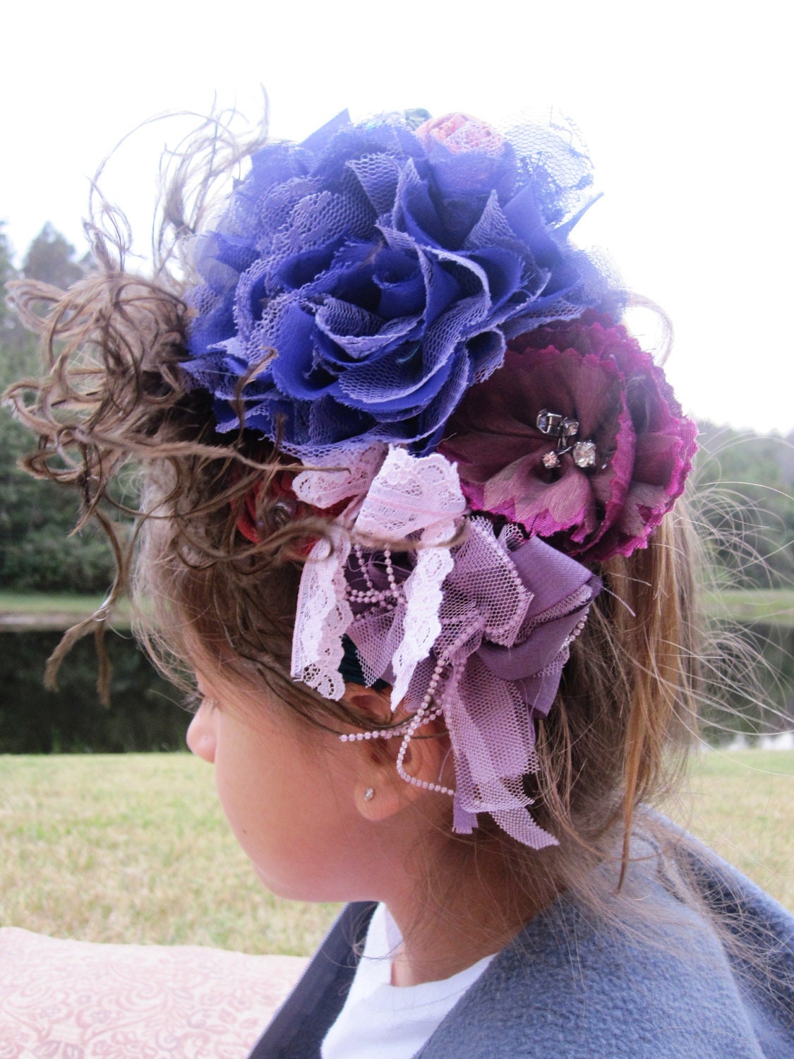 Large Grape & Berry Couture-Inspired Floral Hairclip/Headband