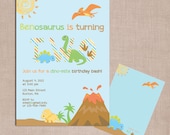 Dino Dinosaur birthday invitation and thank you DIY printable