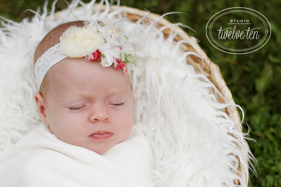 Ivory faux fur newborn photo prop