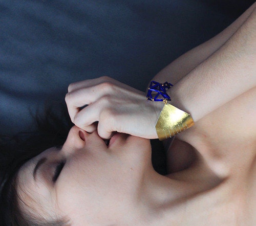 Purple and gold geometric bracelet