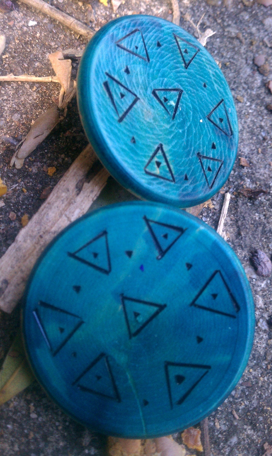 Teal Wooden Post Earrings