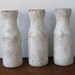 3 Carnival KNOCK DOWN BOTTLES Vintage Painted 7 1/2" Tall 1940's