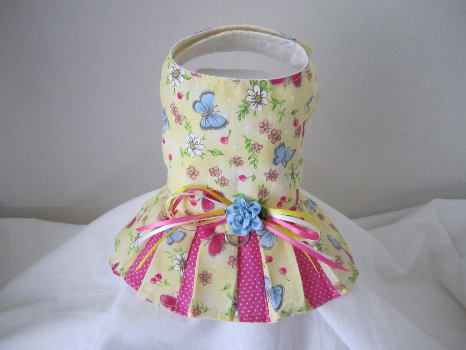 Dog Vest XXS Yellow with butterflies By Nina's Couture Closet