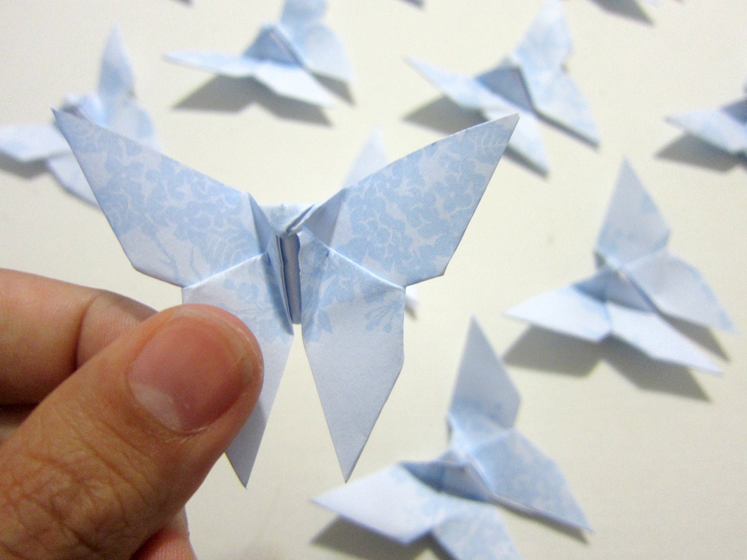 20 Sky Blue Origami Butterflies. Minimalist. Wedding