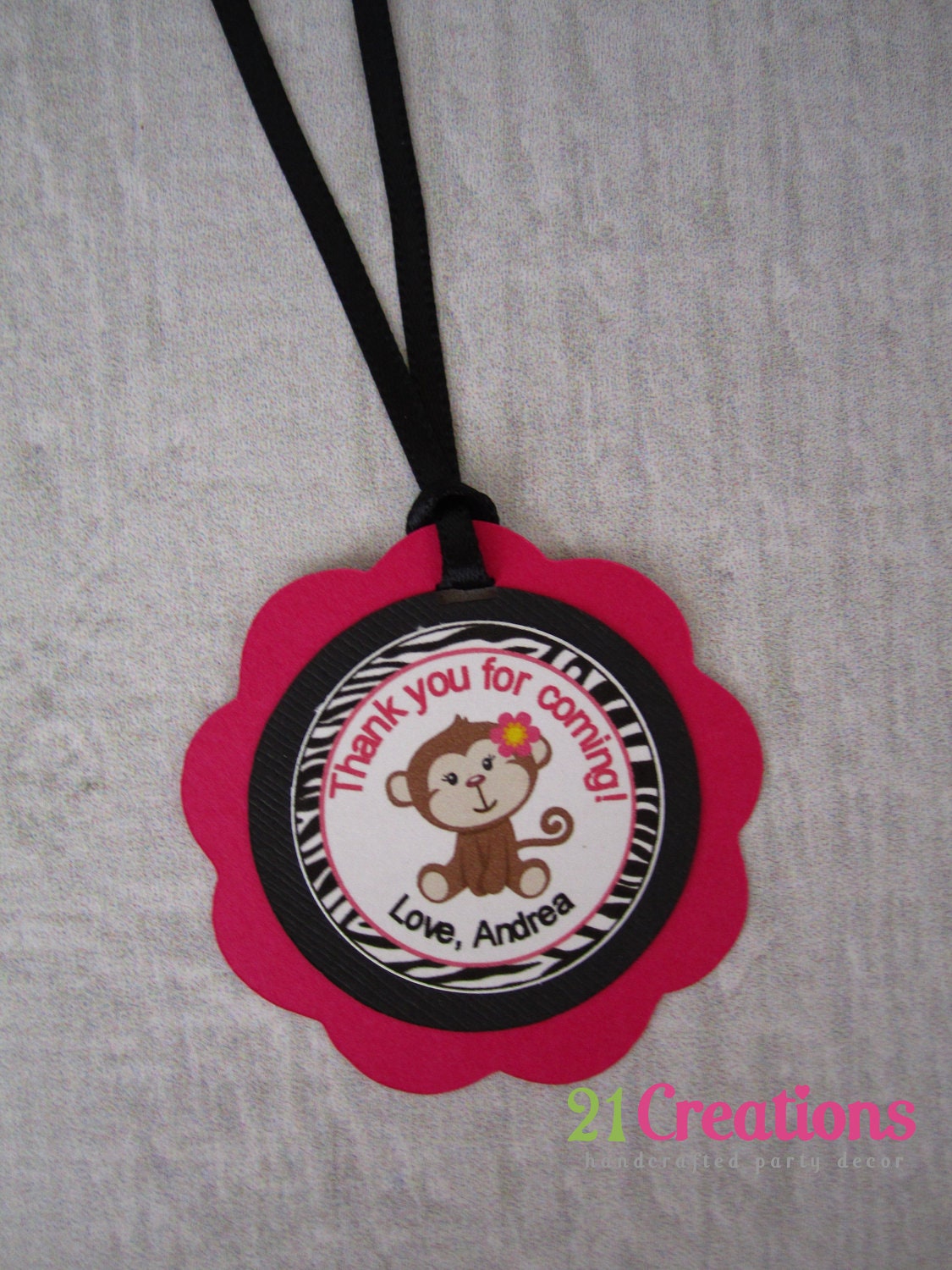 Cute Monkey in Zebra Print Favor Tags - set of 12 Il_170x135