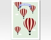 Art Print 5 X 7 inch Hot Air Balloons Fly Away Nursery Baby Art Home Décor Original Design by Adidit Print no. 193