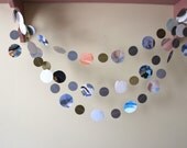 Storm on the Shoreline, Long Watercolor Paper Garland, party decoration, Home Decor, Sparkling gold and silver