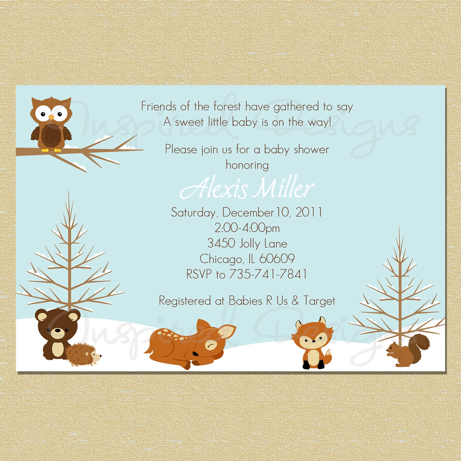 Forest Friends...Winter Baby Shower Invitation (Neutral - Boy or Girl) Il_570xn