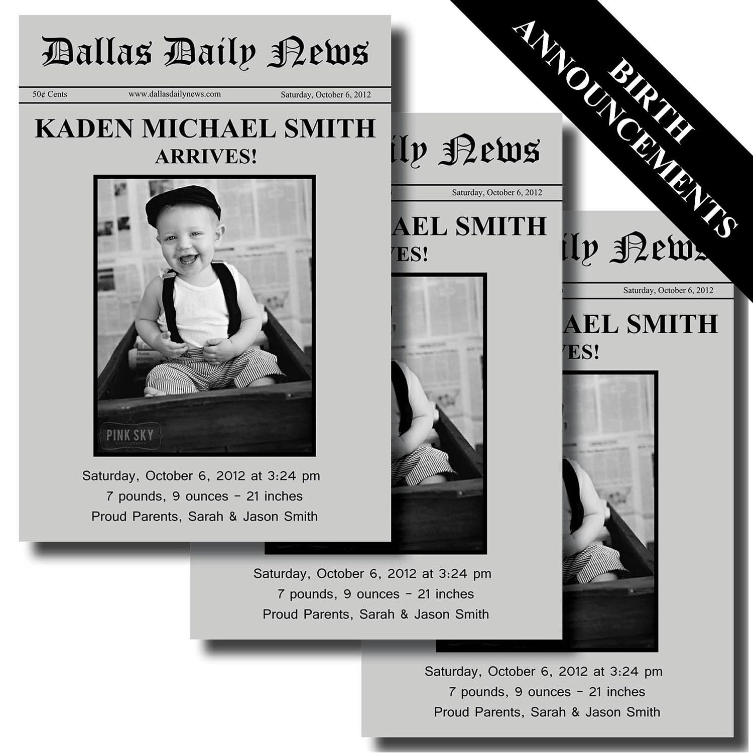 newspaper birth announcement printable by lesliemariedesigns newspaper birth announcement