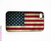 iPhone 5 Case, iPhone 4 case, iPhone 4s Cover , Hard Plastic iphone 5 Cover, cases - Vintage USA America Flag