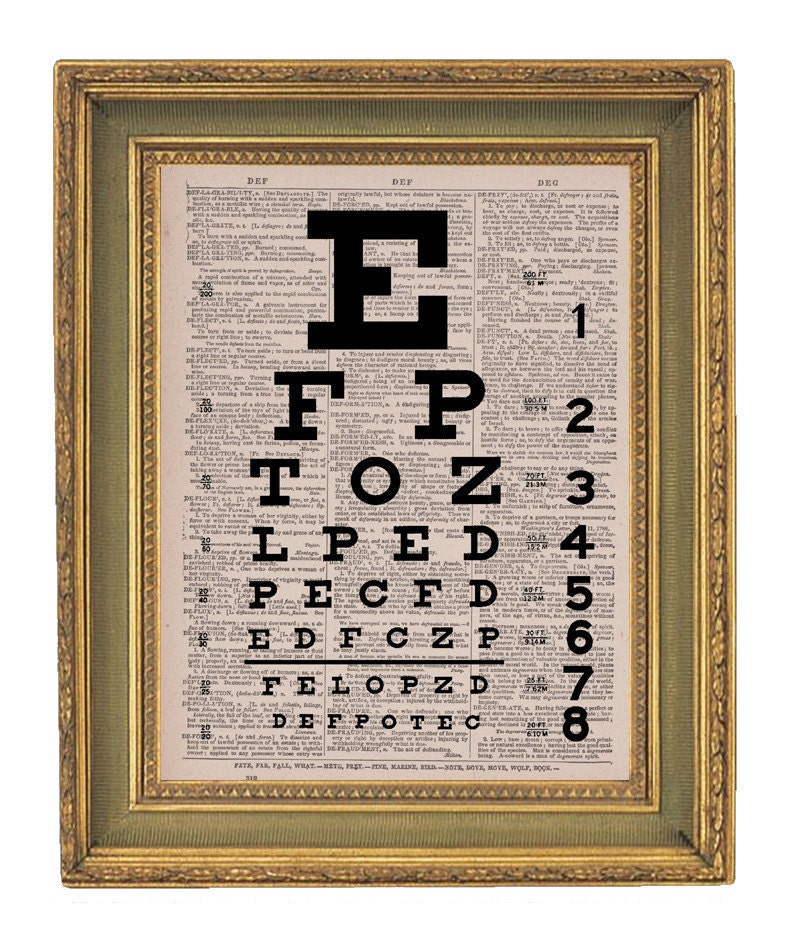 Snellen Eye Chart-Large Archival Dictionary Print- 12x18