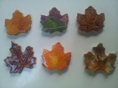 Set of 6 small maple leaf tiles for mosaic or tile backsplash.